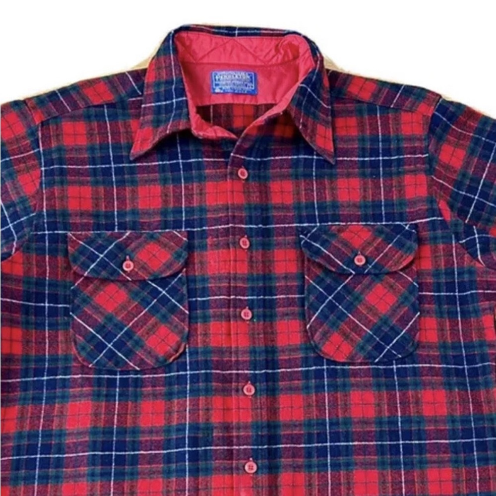 Woolrich Men's Virgin Wool Red Plaid Shirt Sz L